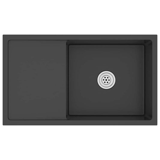 vidaXL Handmade Kitchen Sink Black Stainless Steel