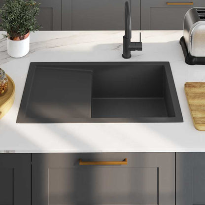 vidaXL Handmade Kitchen Sink Black Stainless Steel