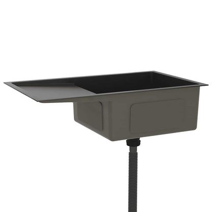 vidaXL Handmade Kitchen Sink Black Stainless Steel