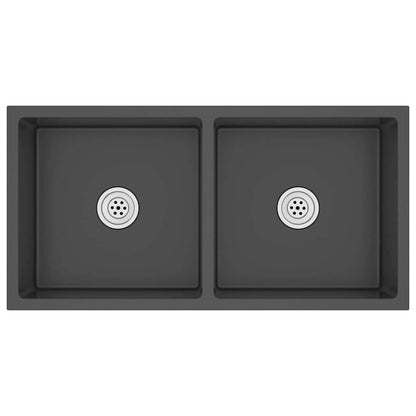 vidaXL Handmade Kitchen Sink Black Stainless Steel