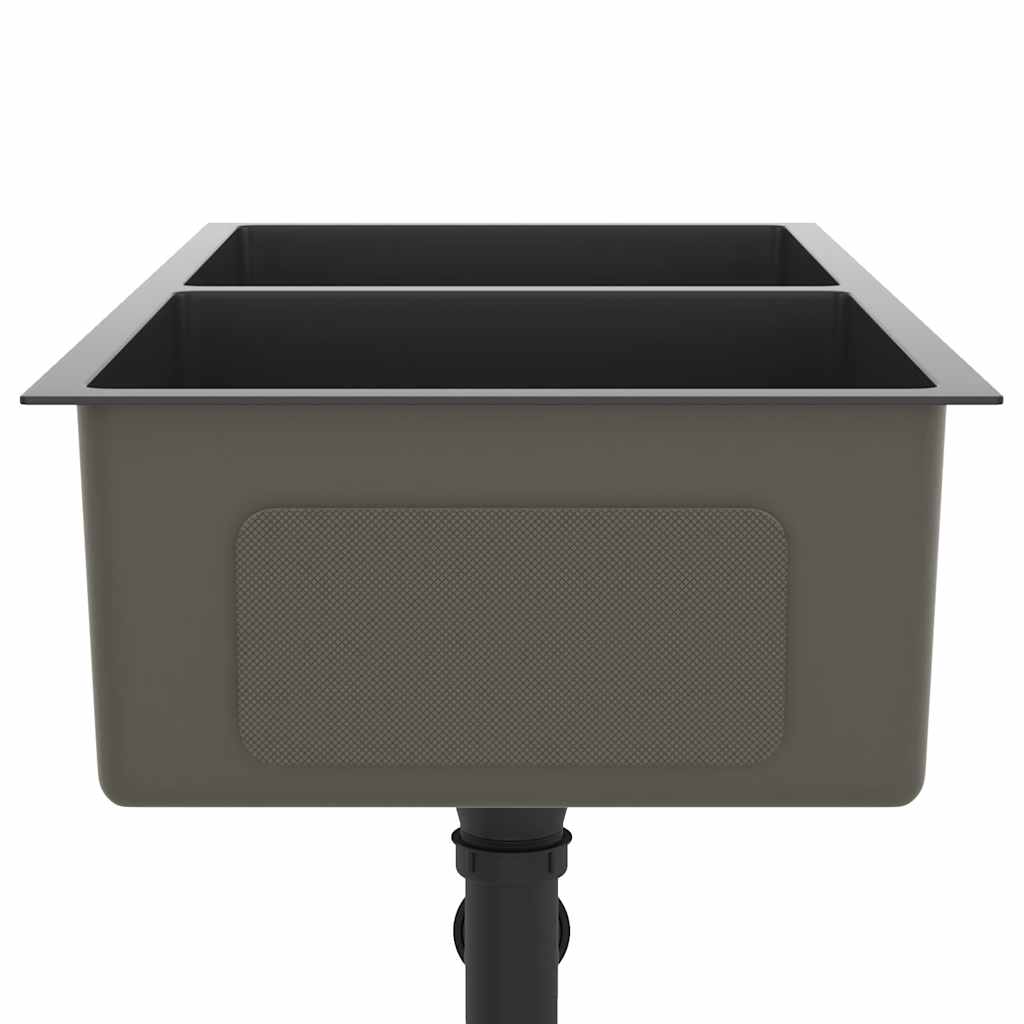 vidaXL Handmade Kitchen Sink Black Stainless Steel