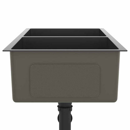vidaXL Handmade Kitchen Sink Black Stainless Steel