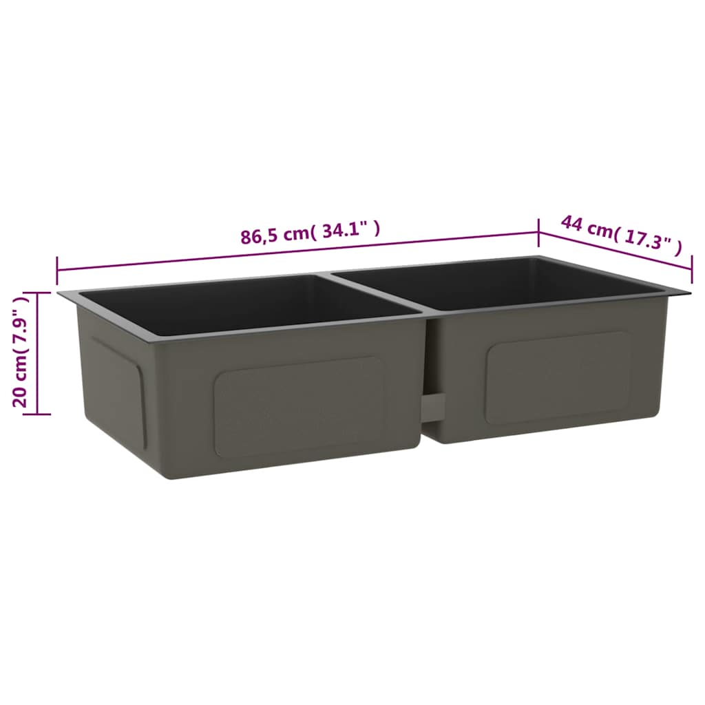 vidaXL Handmade Kitchen Sink Black Stainless Steel