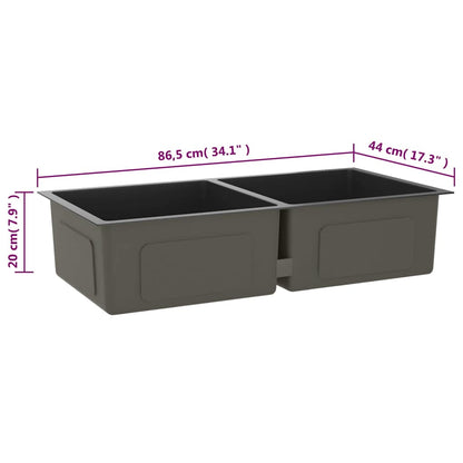 vidaXL Handmade Kitchen Sink Black Stainless Steel