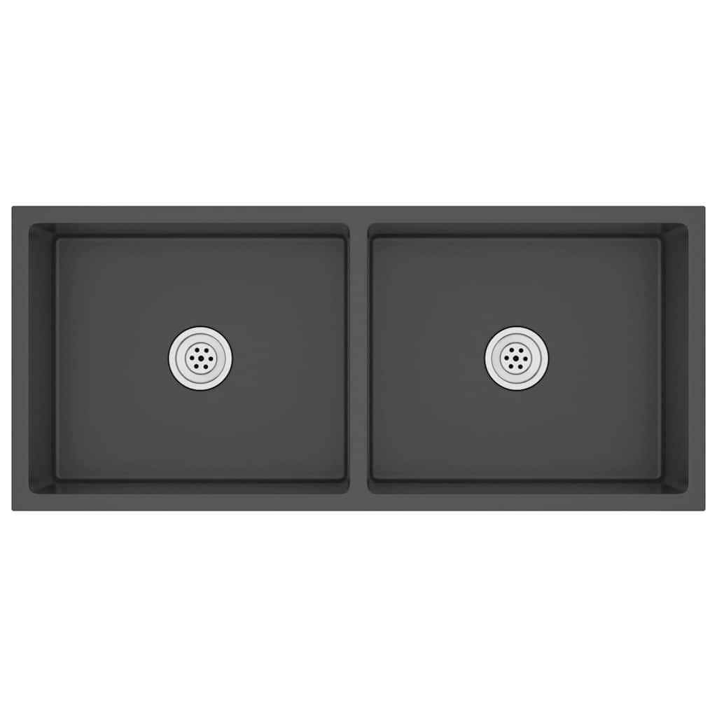vidaXL Handmade Kitchen Sink Black Stainless Steel