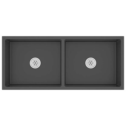 vidaXL Handmade Kitchen Sink Black Stainless Steel