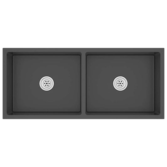 vidaXL Handmade Kitchen Sink Black Stainless Steel