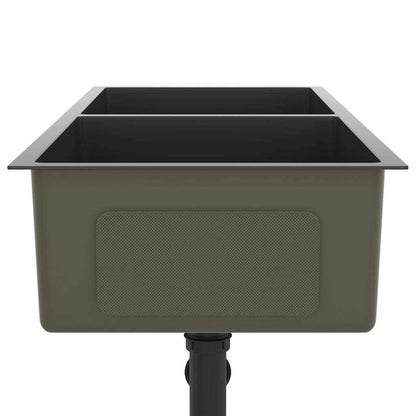 vidaXL Handmade Kitchen Sink Black Stainless Steel