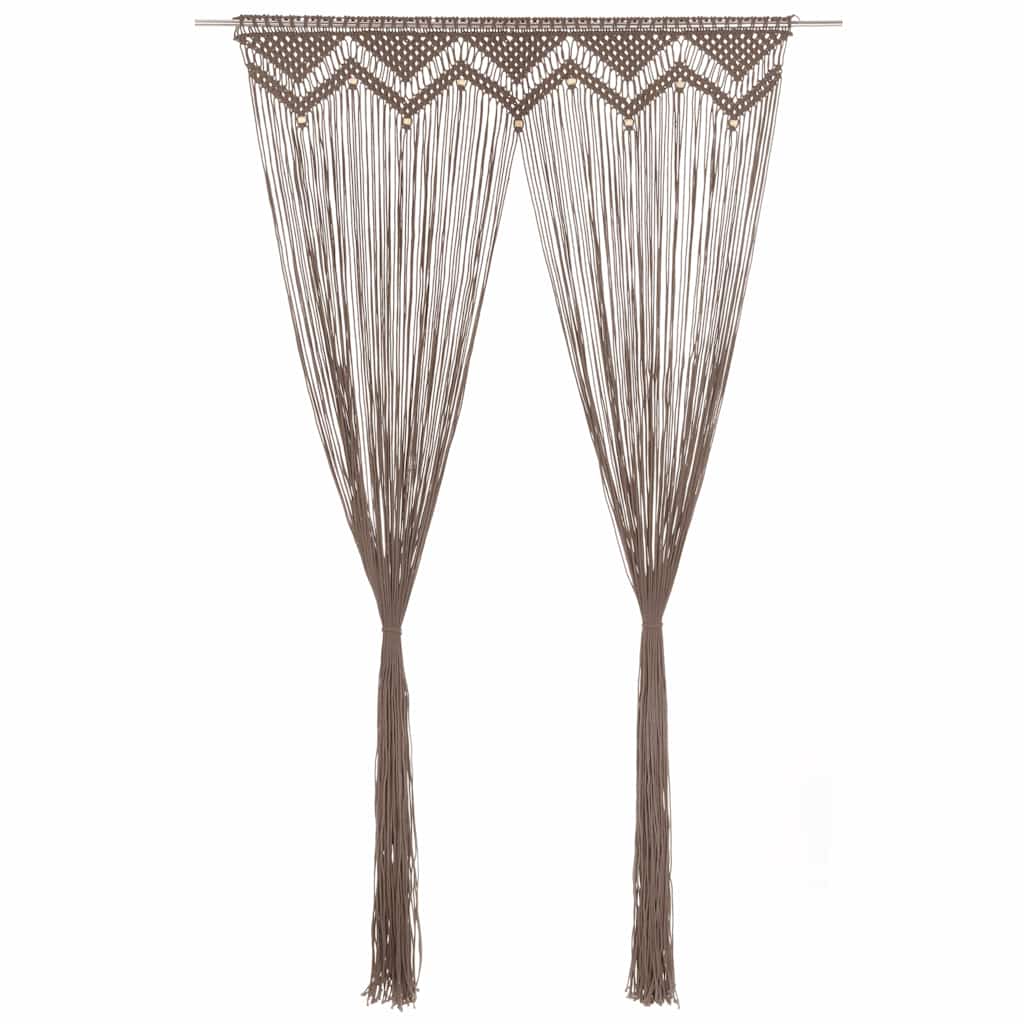 323980 vidaXL Macrame Curtain Taupe 140x240 cm Cotton