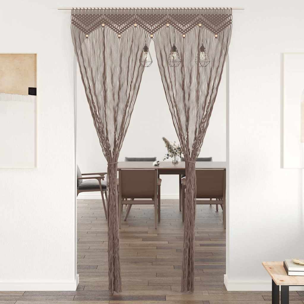 323980 vidaXL Macrame Curtain Taupe 140x240 cm Cotton