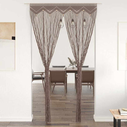 323980 vidaXL Macrame Curtain Taupe 140x240 cm Cotton