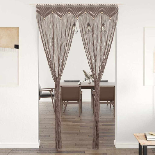 323980 vidaXL Macrame Curtain Taupe 140x240 cm Cotton