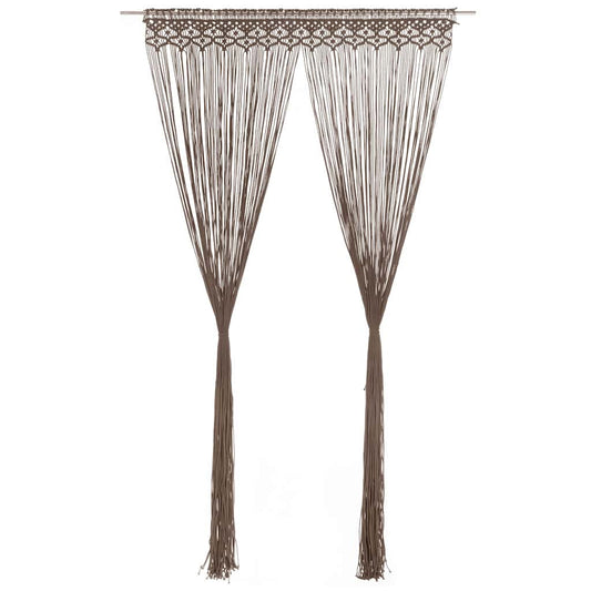 323981 vidaXL Macrame Curtain Taupe 140x240 cm Cotton