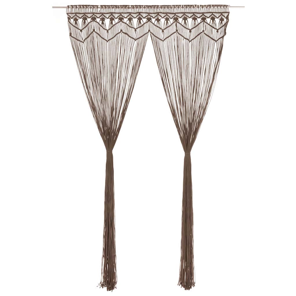 323982 vidaXL Macrame Curtain Taupe 140x240 cm Cotton