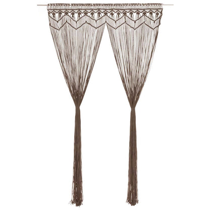323982 vidaXL Macrame Curtain Taupe 140x240 cm Cotton