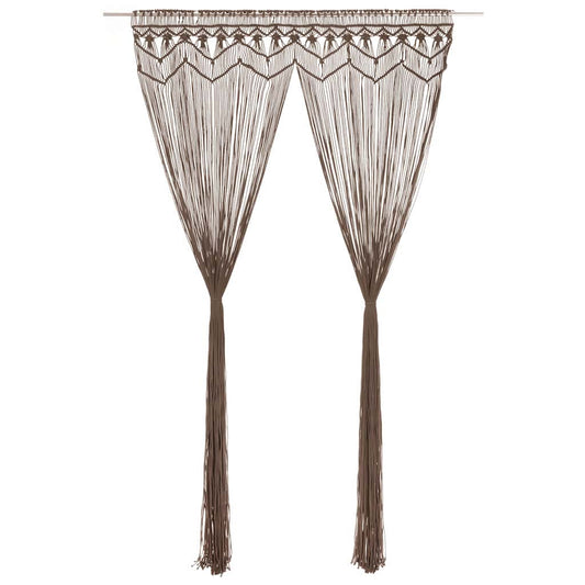 323982 vidaXL Macrame Curtain Taupe 140x240 cm Cotton