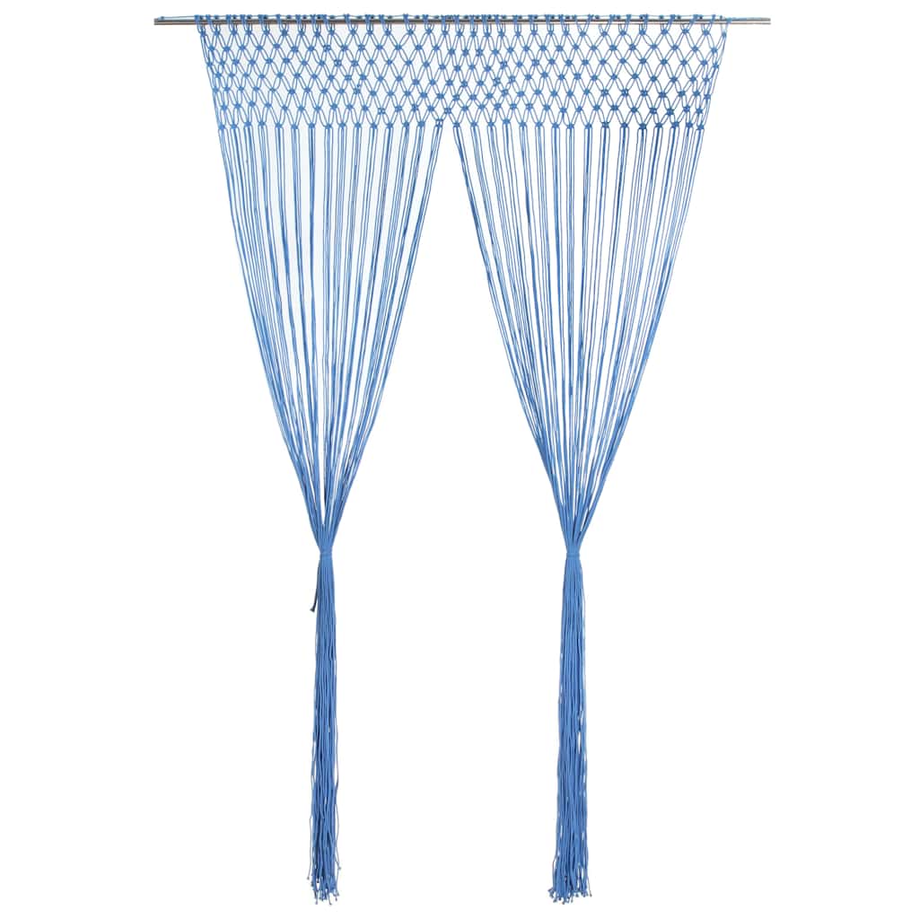 323985 vidaXL Macrame Curtain Blue 140x240 cm Cotton