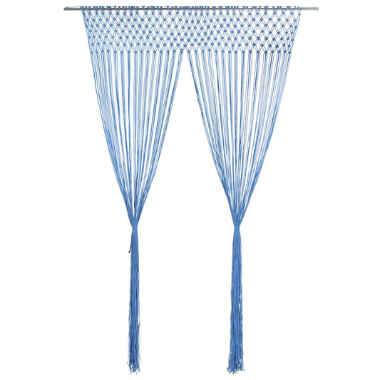 323985 vidaXL Macrame Curtain Blue 140x240 cm Cotton