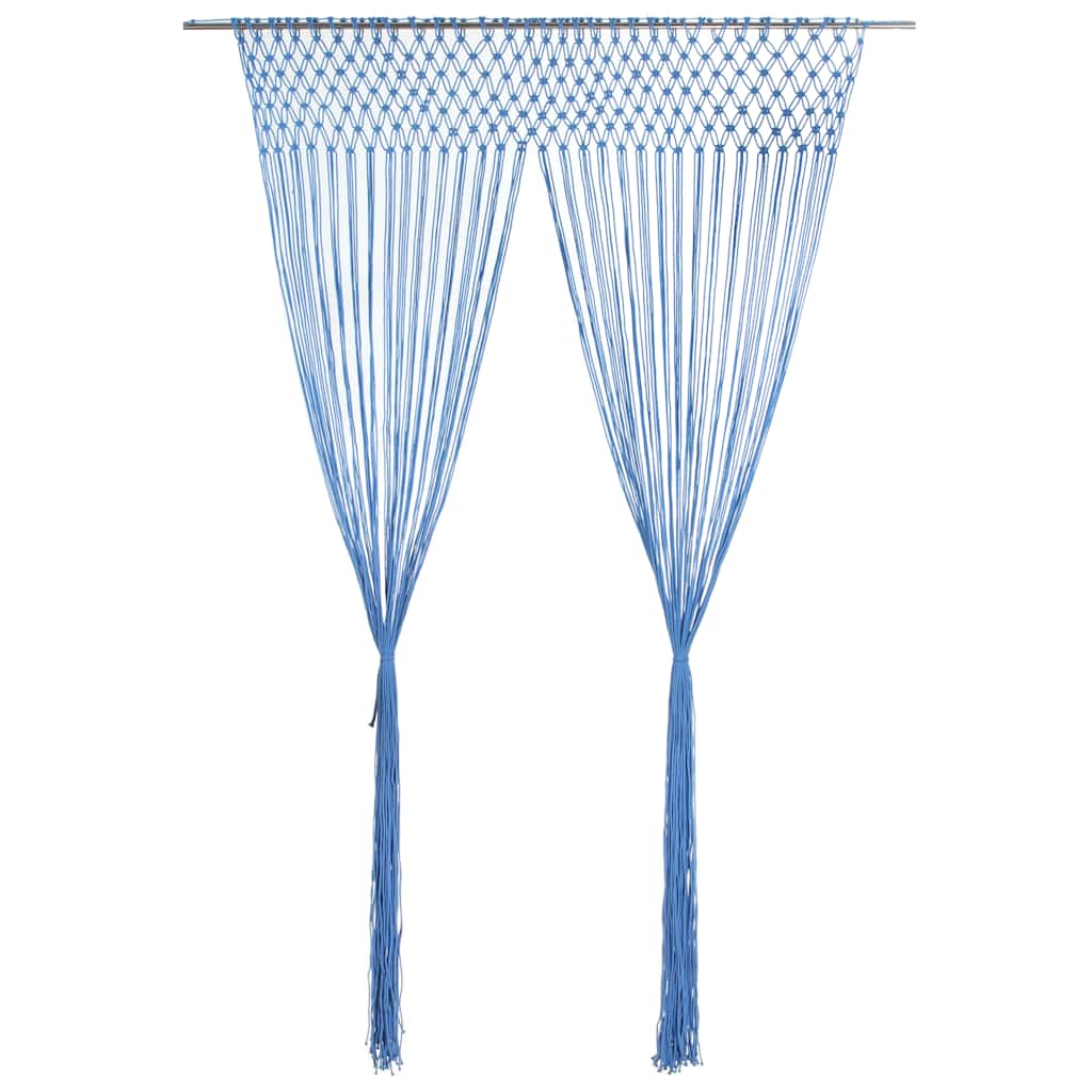 vidaXL Macrame Curtain Blue 140x240 cm Cotton