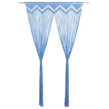 323986 vidaXL Macrame Curtain Blue 140x240 cm Cotton