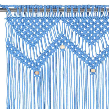 323986 vidaXL Macrame Curtain Blue 140x240 cm Cotton
