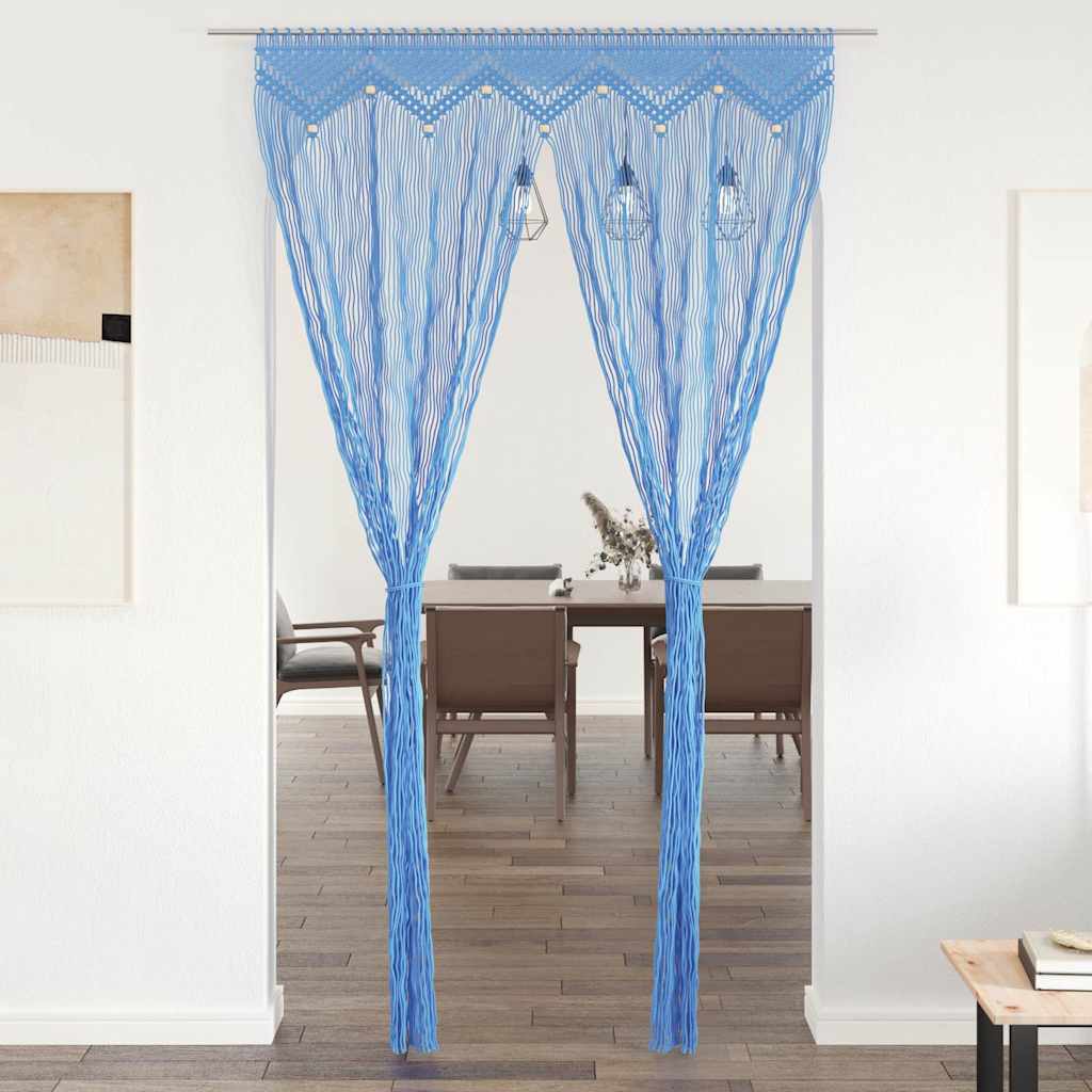 323986 vidaXL Macrame Curtain Blue 140x240 cm Cotton