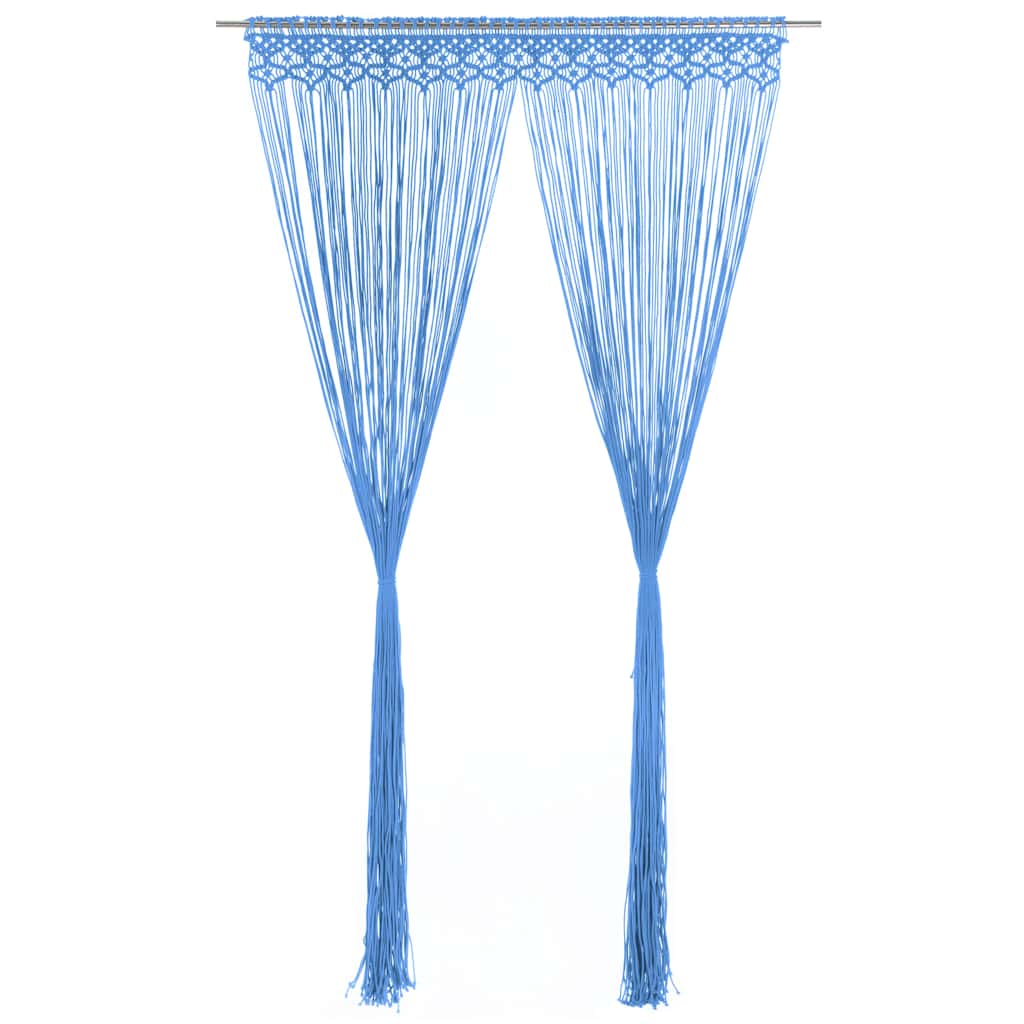323987 vidaXL Macrame Curtain Blue 140x240 cm Cotton