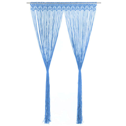 323987 vidaXL Macrame Curtain Blue 140x240 cm Cotton