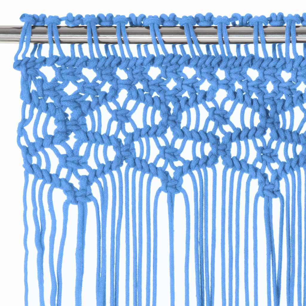 323987 vidaXL Macrame Curtain Blue 140x240 cm Cotton