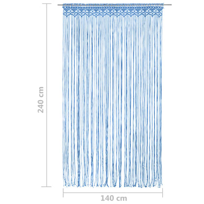 323987 vidaXL Macrame Curtain Blue 140x240 cm Cotton