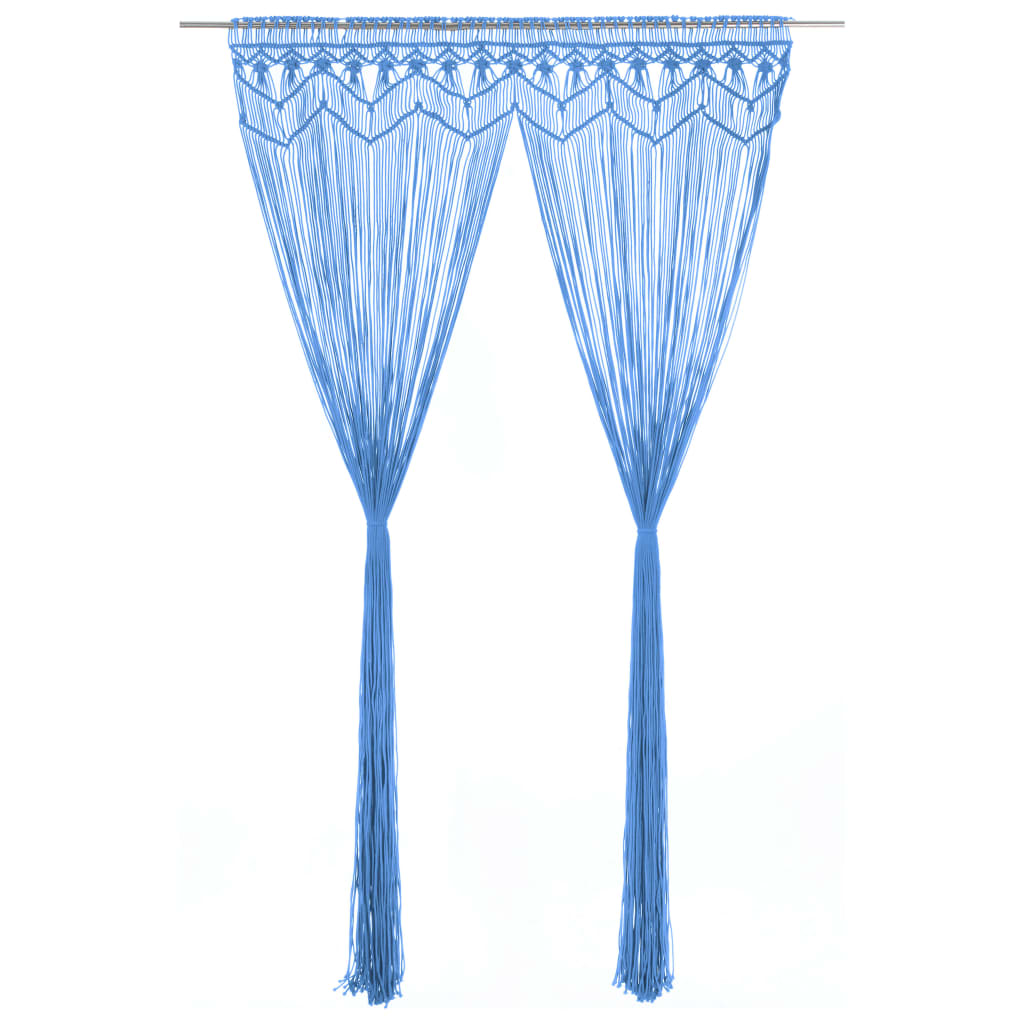 vidaXL Macrame Curtain Blue 140x240 cm Cotton