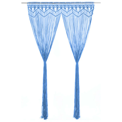 vidaXL Macrame Curtain Blue 140x240 cm Cotton