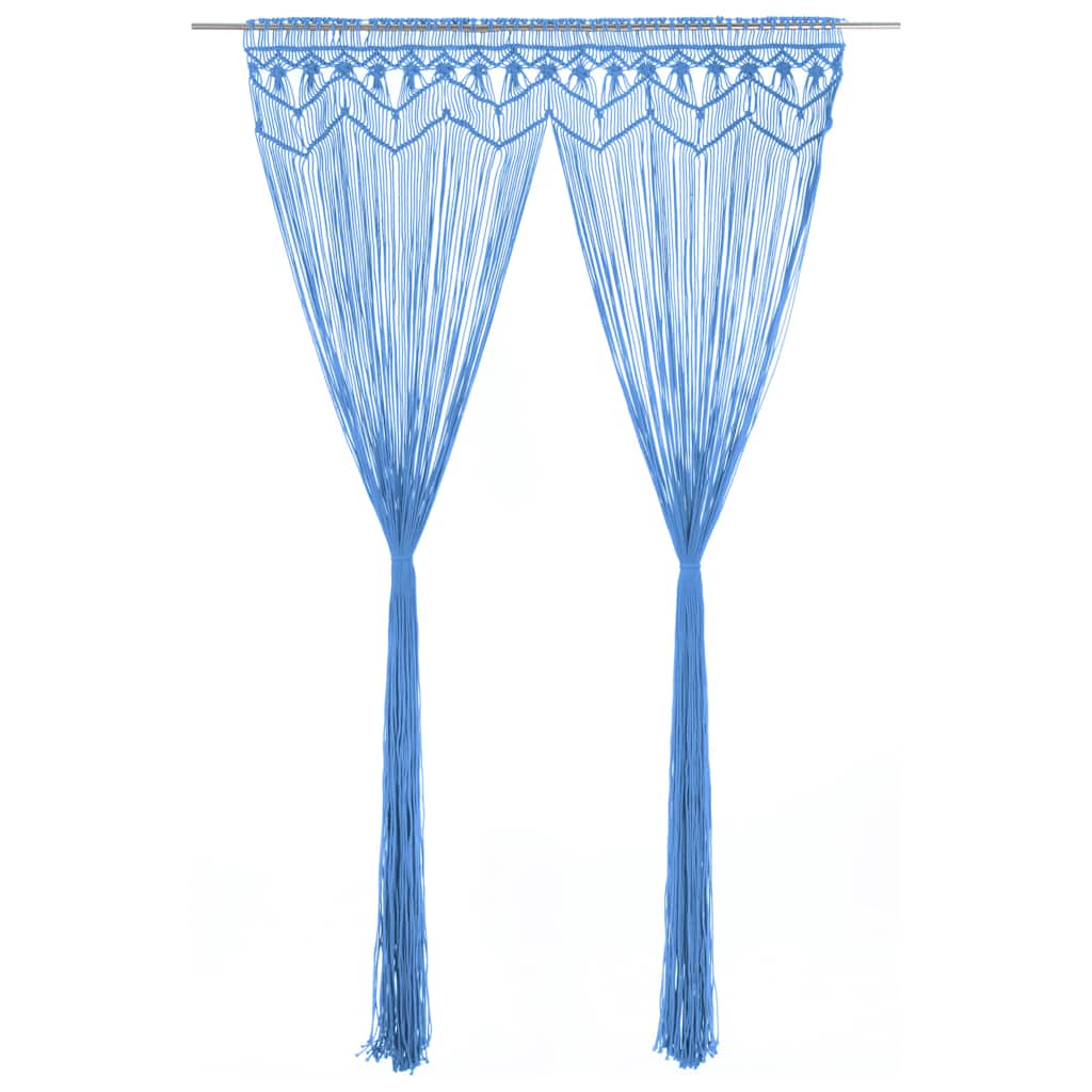 323988 vidaXL Macrame Curtain Blue 140x240 cm Cotton