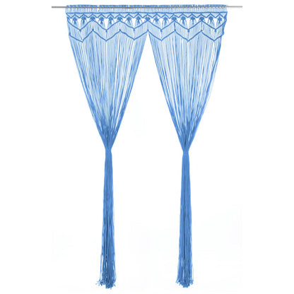 323988 vidaXL Macrame Curtain Blue 140x240 cm Cotton