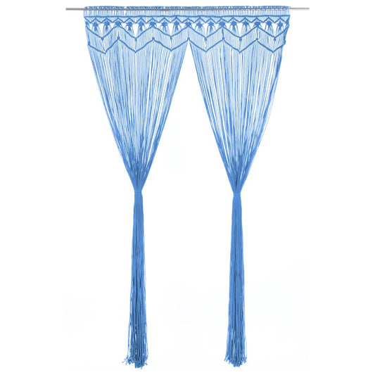 323988 vidaXL Macrame Curtain Blue 140x240 cm Cotton