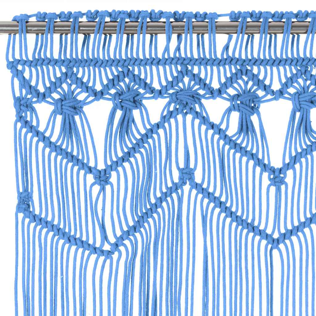 323988 vidaXL Macrame Curtain Blue 140x240 cm Cotton