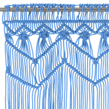 323988 vidaXL Macrame Curtain Blue 140x240 cm Cotton