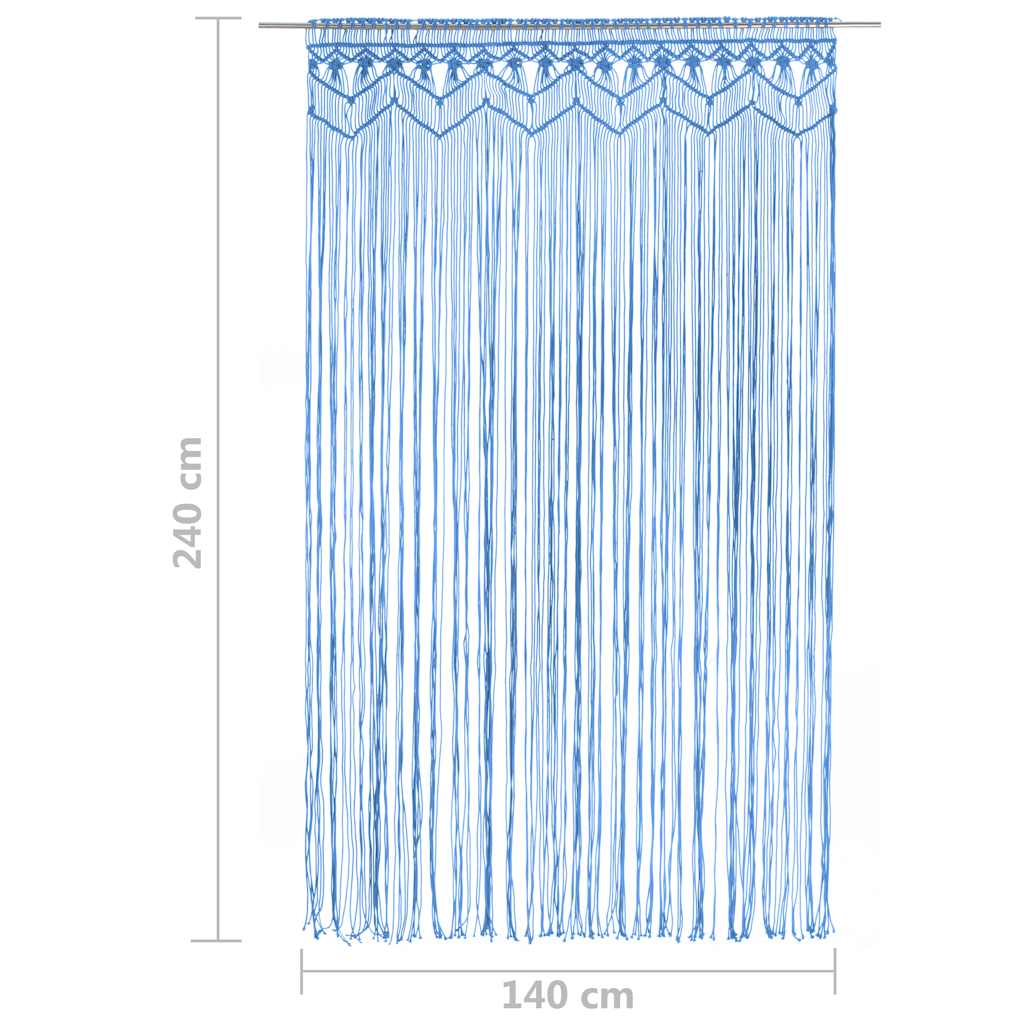 323988 vidaXL Macrame Curtain Blue 140x240 cm Cotton