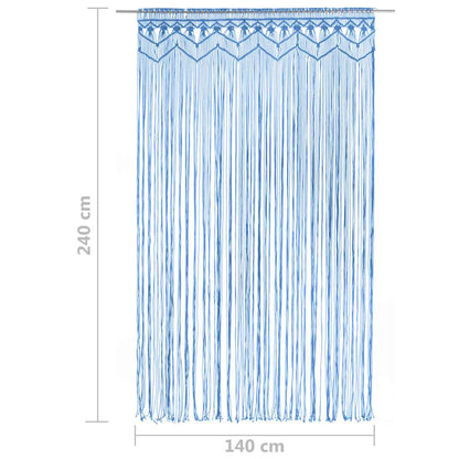 323988 vidaXL Macrame Curtain Blue 140x240 cm Cotton
