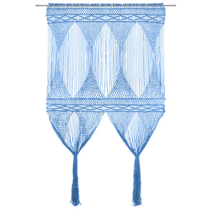 vidaXL Macrame Curtain Blue 140x240 cm Cotton