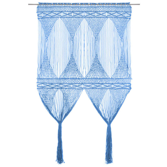 vidaXL Macrame Curtain Blue 140x240 cm Cotton