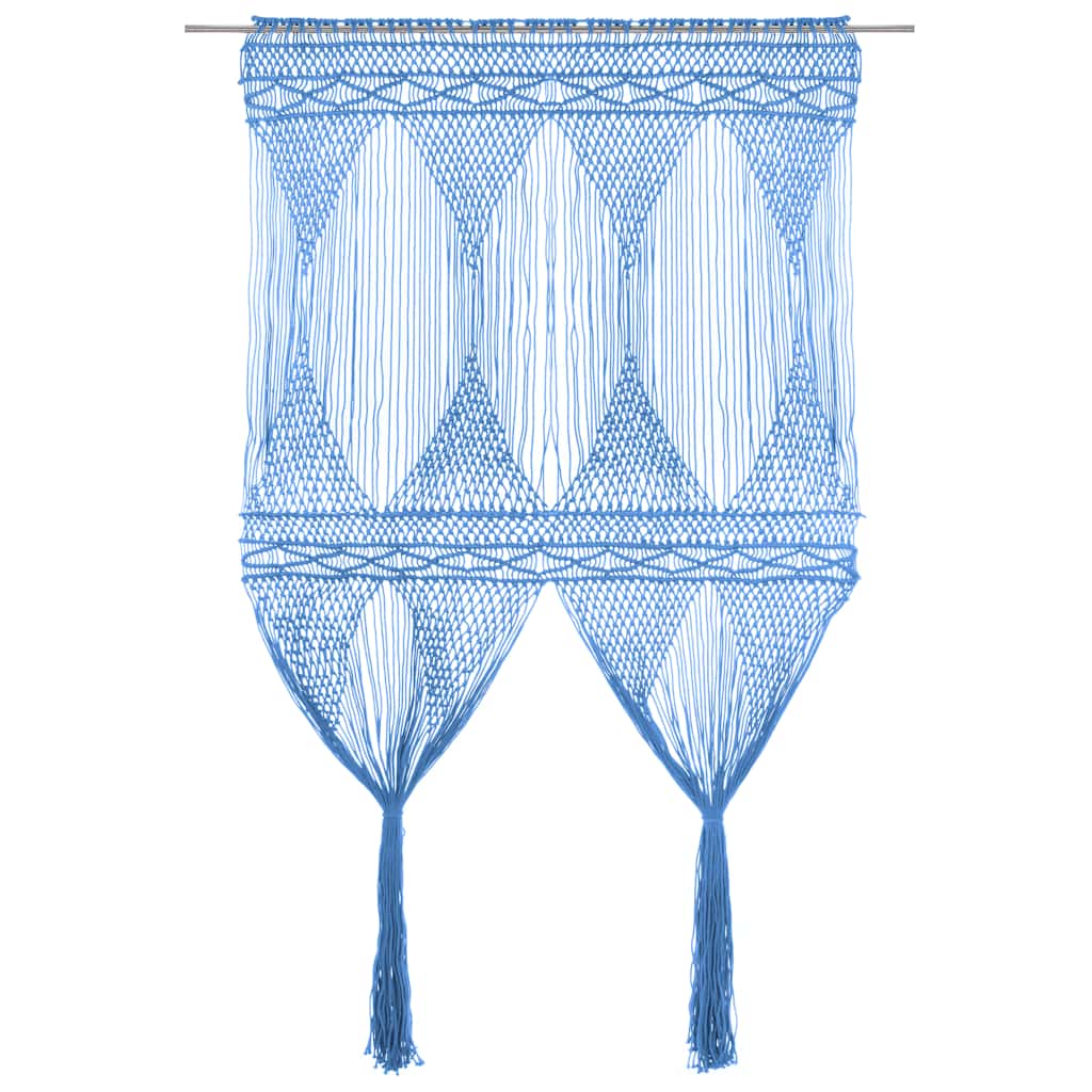 vidaXL Macrame Curtain Blue 140x240 cm Cotton