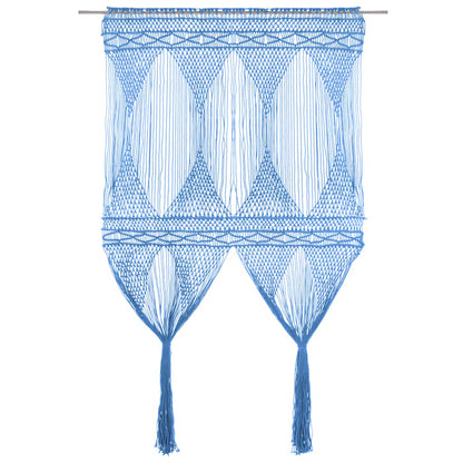 vidaXL Macrame Curtain Blue 140x240 cm Cotton