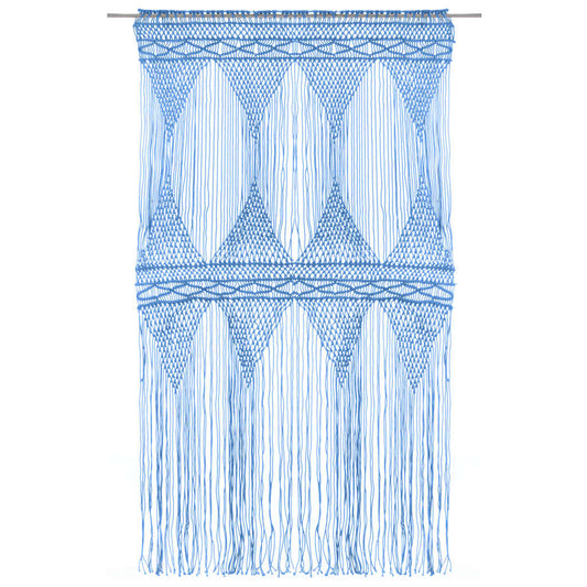 vidaXL Macrame Curtain Blue 140x240 cm Cotton