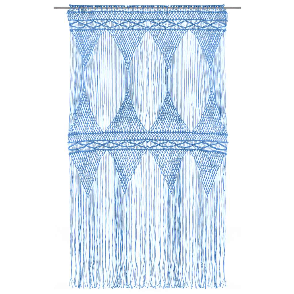 vidaXL Macrame Curtain Blue 140x240 cm Cotton