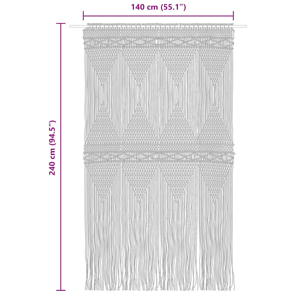 vidaXL Macrame Curtain Blue 140x240 cm Cotton