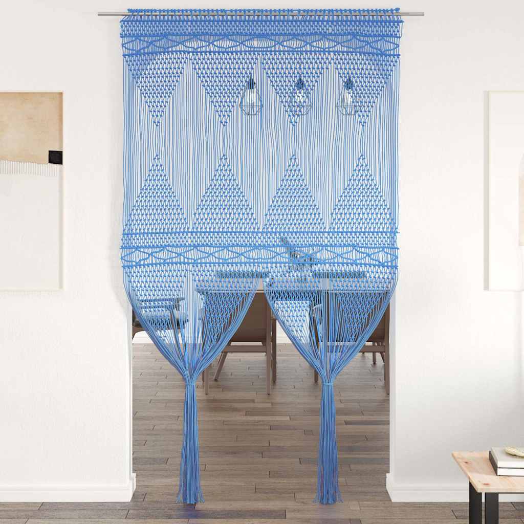 323990 vidaXL Macrame Curtain Blue 140x240 cm Cotton
