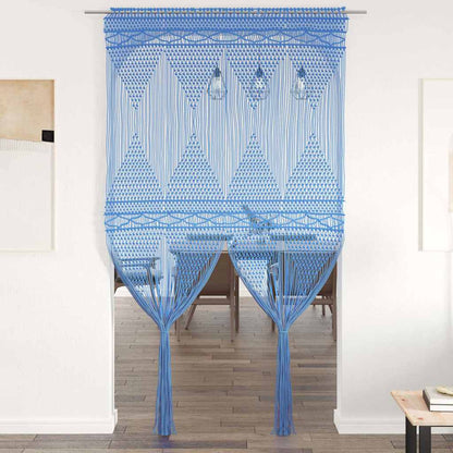 323990 vidaXL Macrame Curtain Blue 140x240 cm Cotton