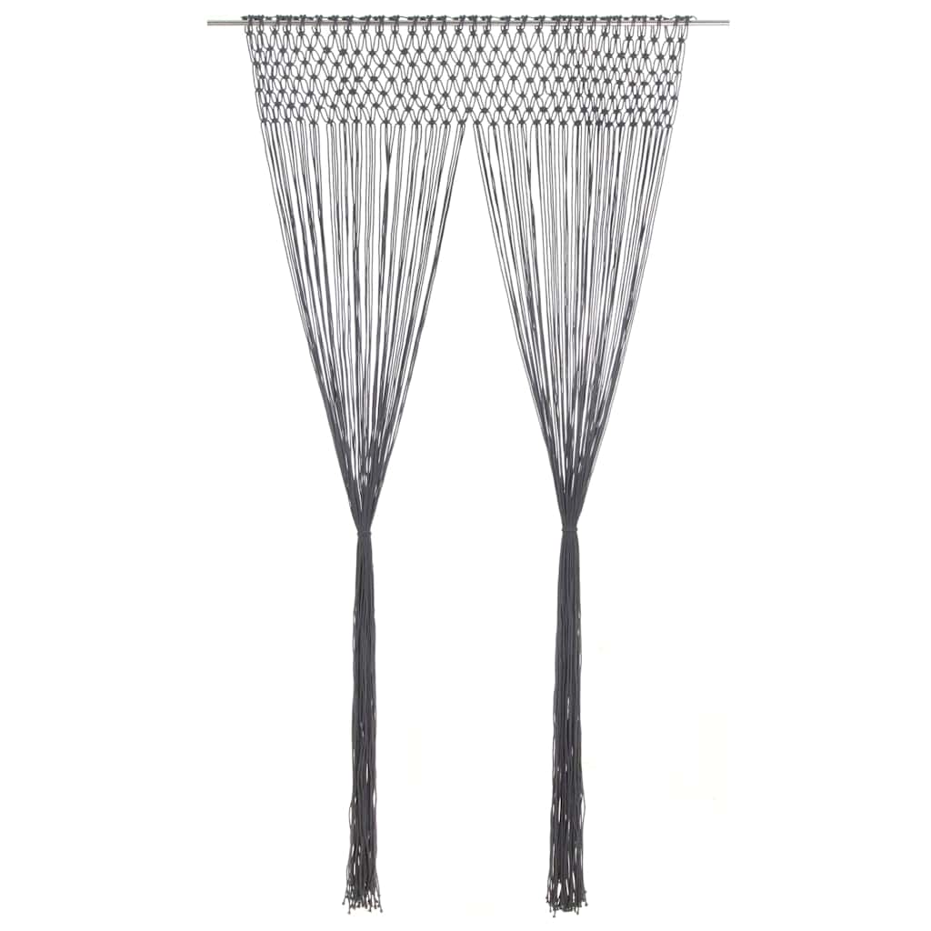 323991 vidaXL Macrame Curtain Anthracite 140x240 cm Cotton