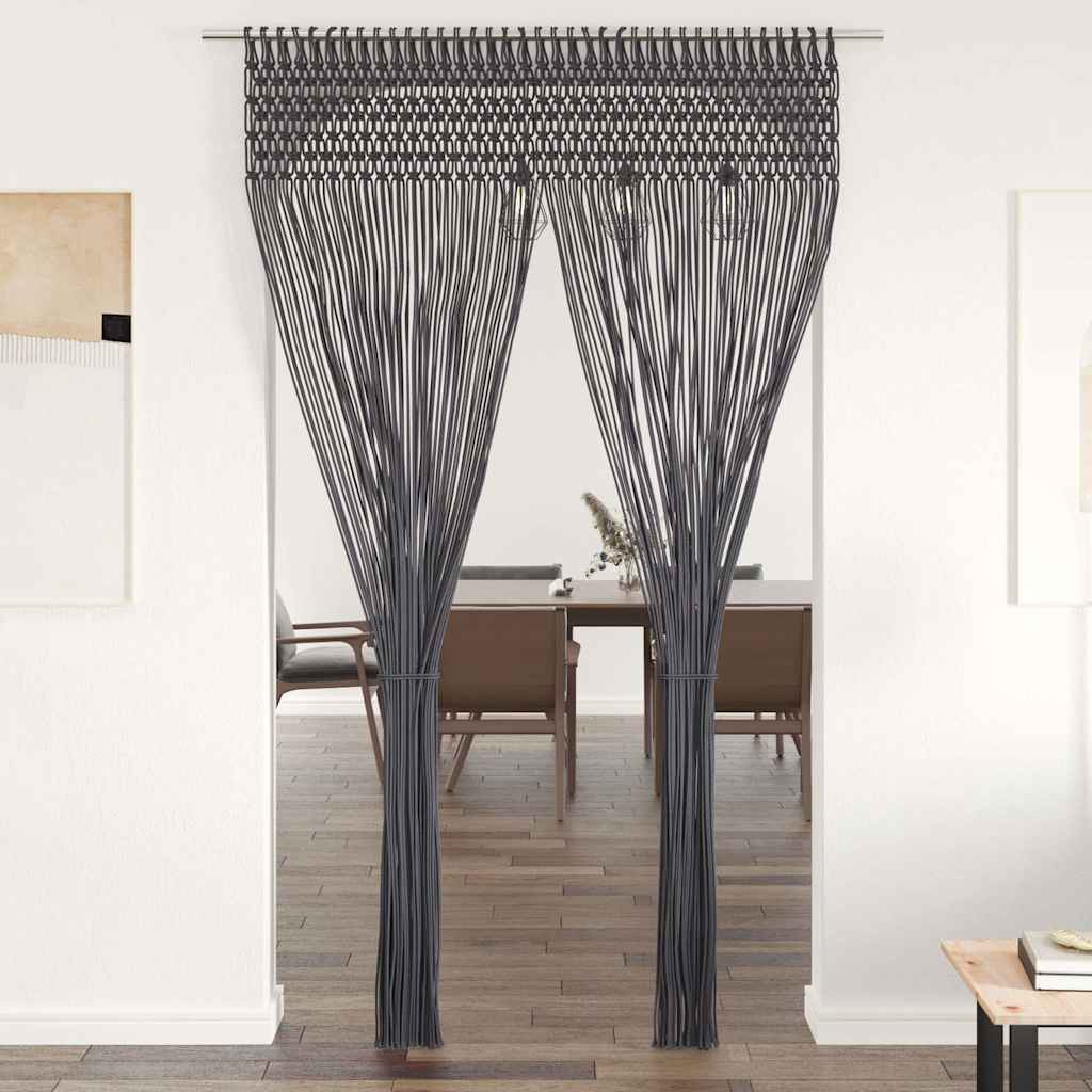 323991 vidaXL Macrame Curtain Anthracite 140x240 cm Cotton